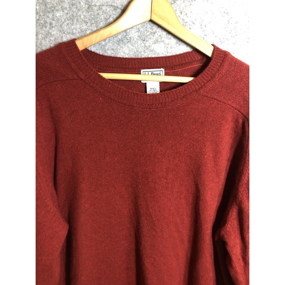 L.L. Bean Sweater Mens Large Red 100% Lambswool Crewneck Outdoors Classic